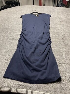 Treasure & Bond Navy Sleeveless Ruched-Side Knit Mini Dress